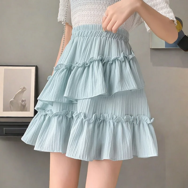 Stylish Cake Dress Women's Summer Mini Skirt 2025 High-Waisted Girl Halfskirt A-LINE Sexy White Short Skirts for Woman