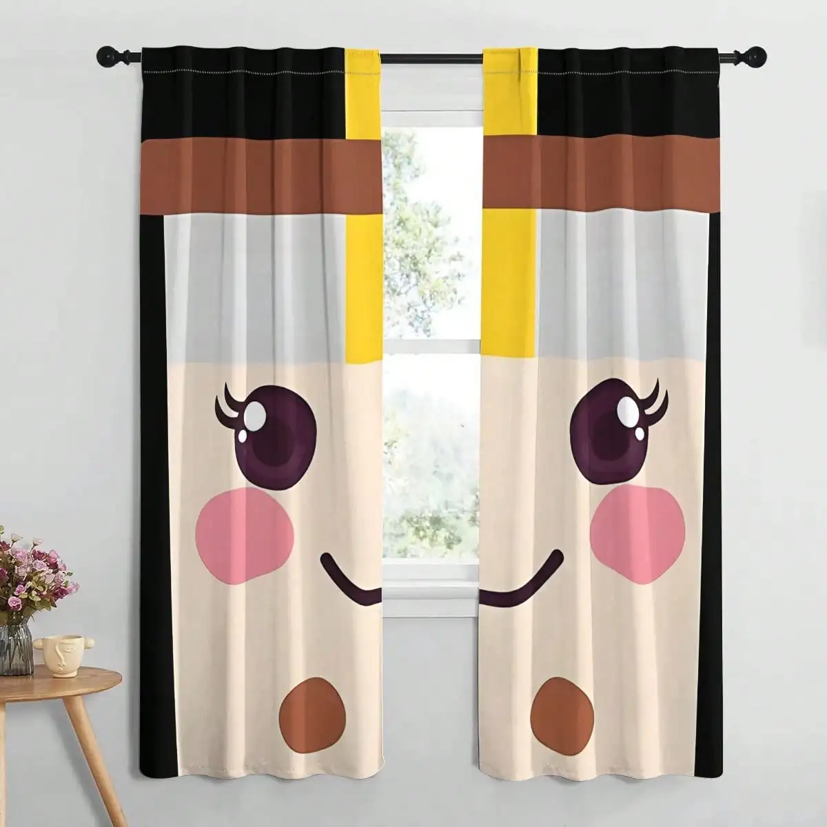 

Занавески с геометрическим принтом в мультяшном стиле, светонепроницаемые, современные шторы, декор для детской комнаты и гостиной, 2 панели