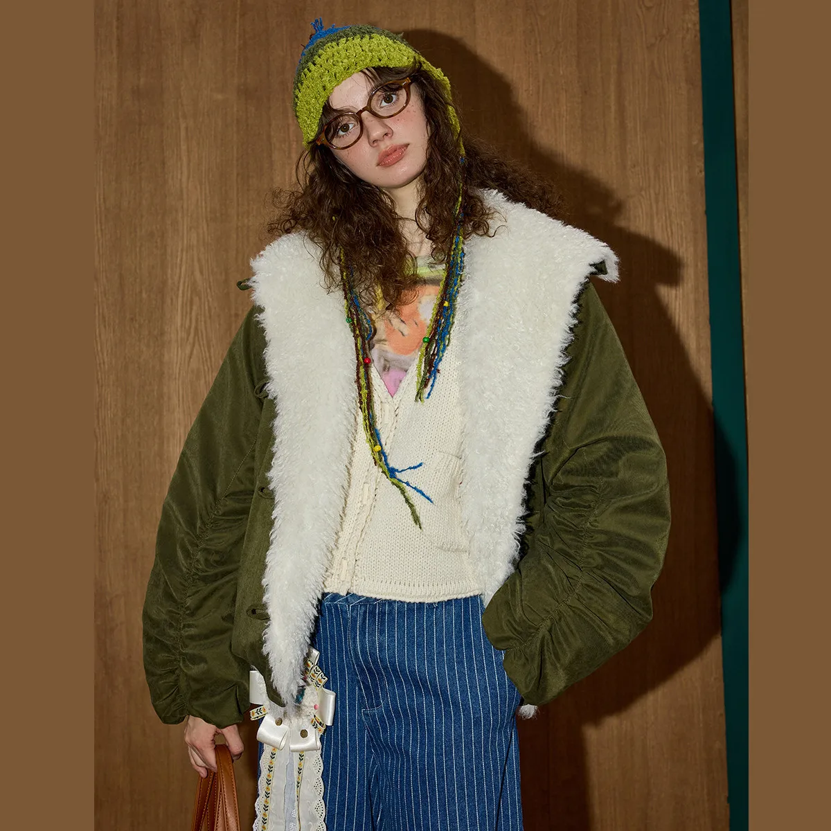 سترة نسائية شتوية لعام 2025 90% ملابس الشارع الشهير بياقة من الفرو سترة منتفخة كبيرة الحجم سميكة مبطنة على الطراز الحضري في الهواء الطلق #6