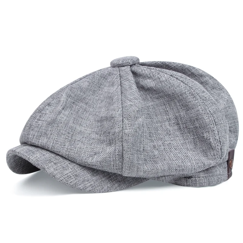 2022 new men\'s linen octagon Newsboy Hat Outdoor casual versatile beret mens hat ゴルフキャップ beret кепки мужские стильные