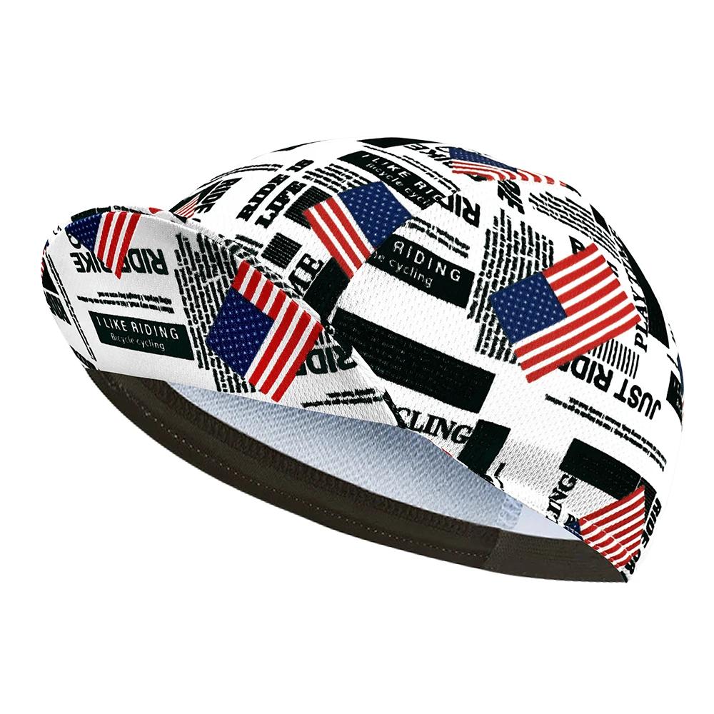 New cycling cap, polyester sweat absorbent, pop, unisex, multiple colors, flag