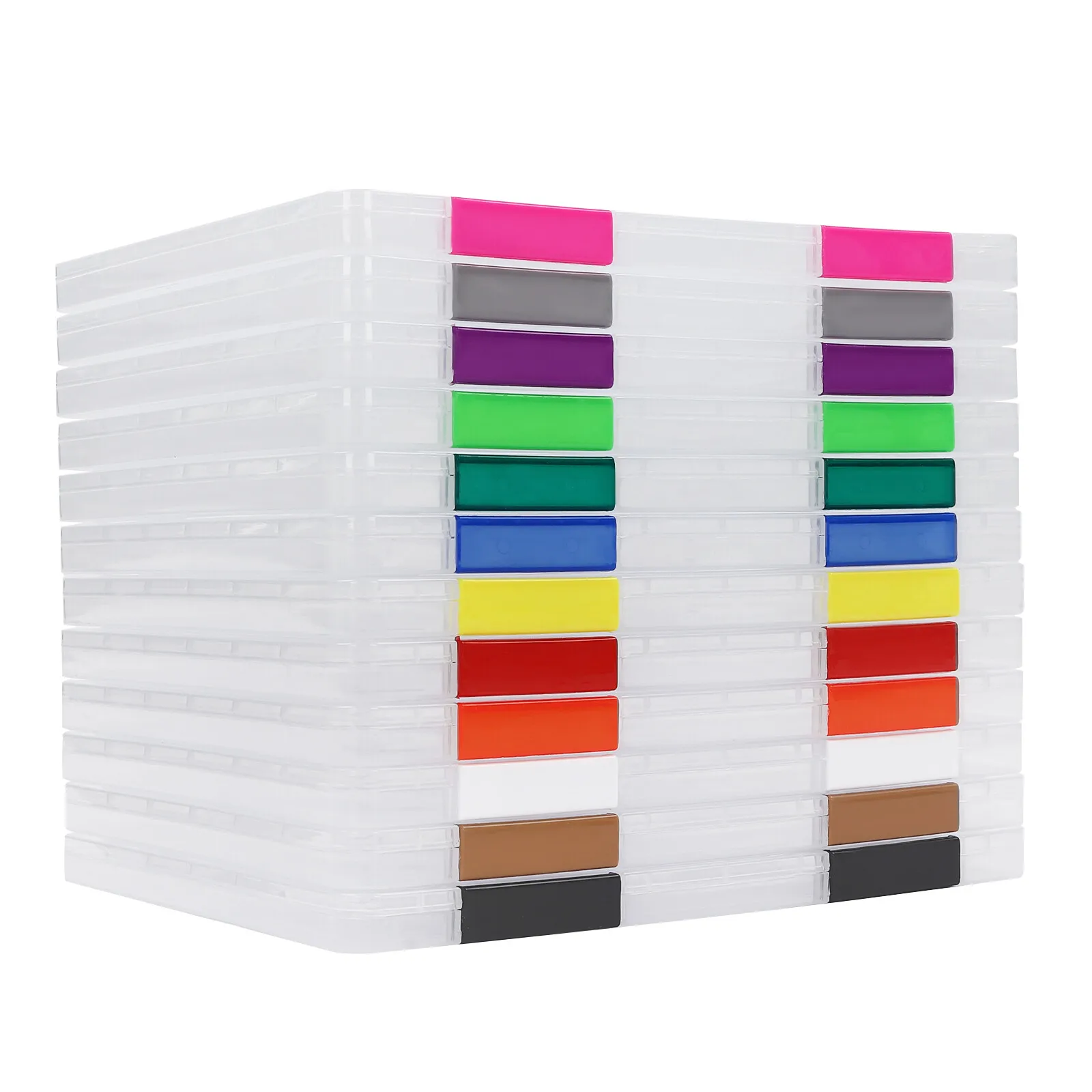 

12 шт. полипропиленовые прозрачные коробки для файлов, коробка для хранения бумаги, разноцветный прямоугольный держатель для документов, настольный монтаж с пряжкой