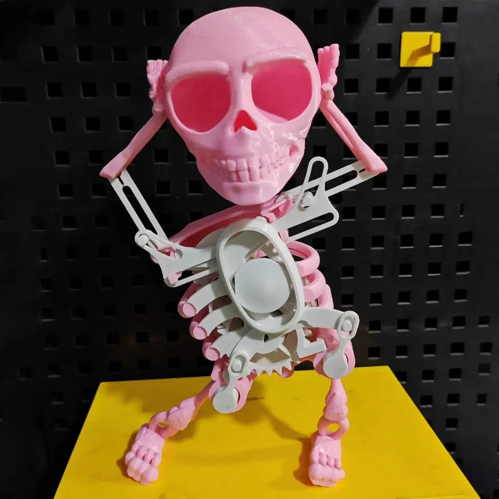 Zabawny szkielet zabawka Mini 3d drukuj taniec szkielet zabawka dla dzieci śmieszny prezent urodzinowy z pulpitem wiosennym