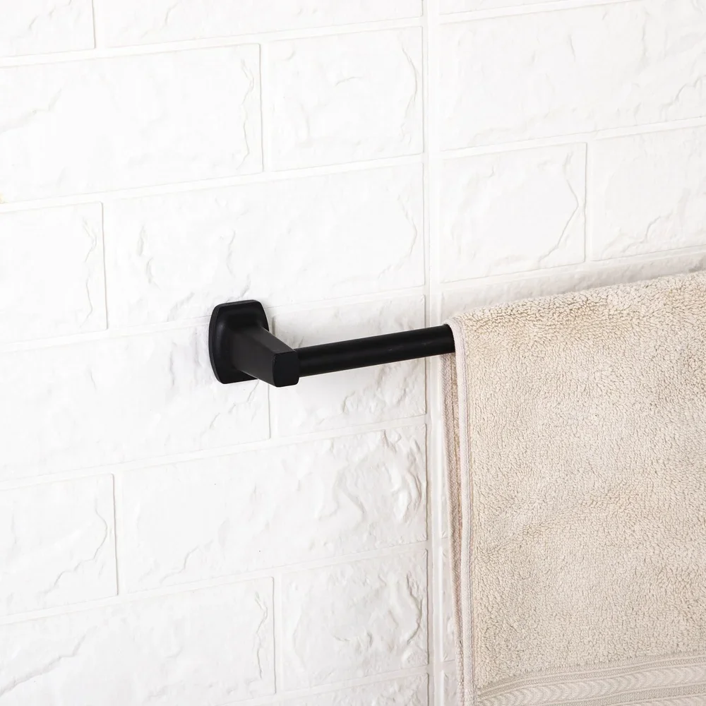 

Square Wall Mount Towel Holder Bar 24 inch Steel Matte Black Finish Rust Resistant Easy Installation Mounting Hardware Included