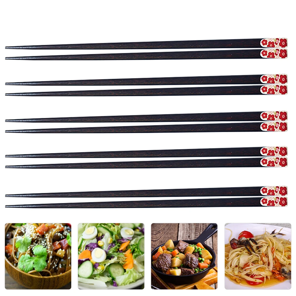 

Japanese Style Wooden Chopsticks Set Home Tableware Wood Printed Reusable Practical Household Cutlery Lightweight