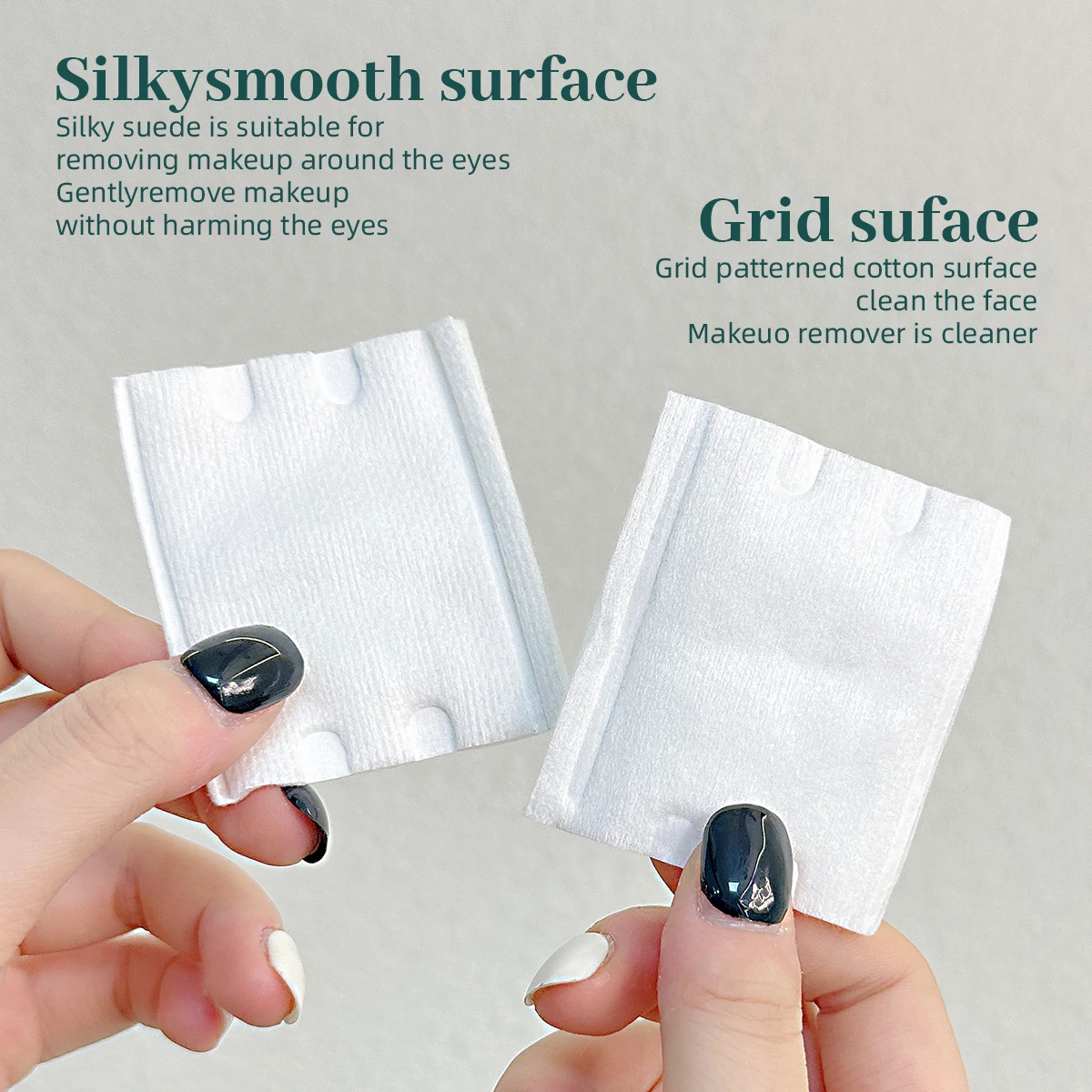 222/444PCSプロフェッショナルスクエアコットンパッド、毎日の洗顔、湿布、メイク落としに適しています。