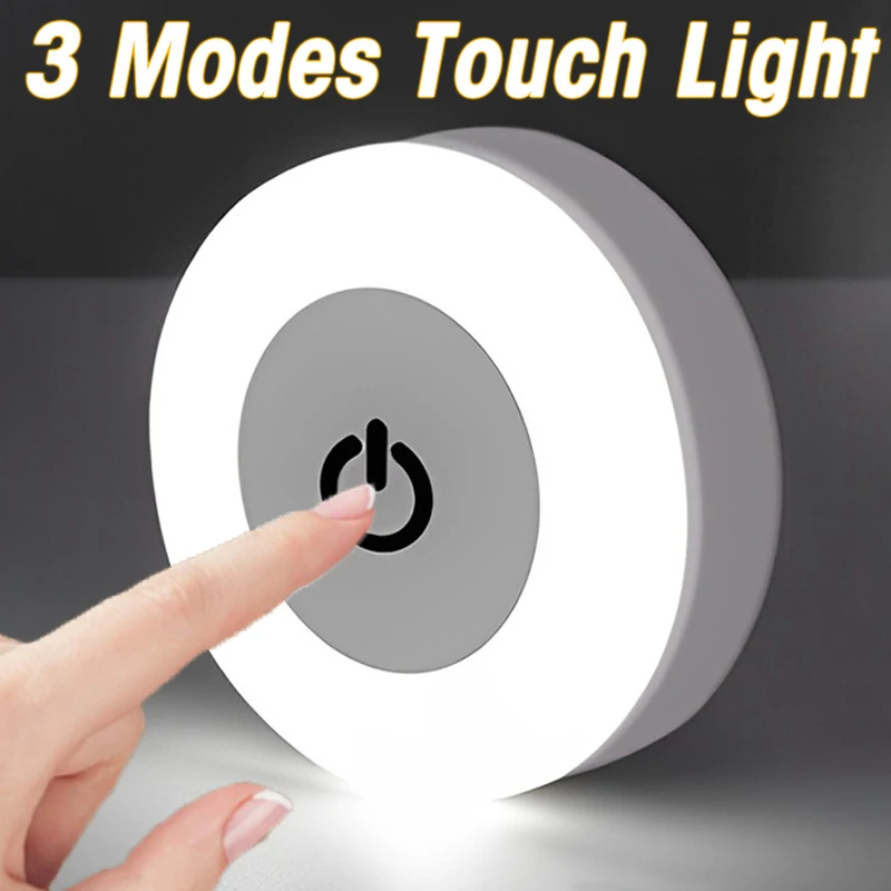 

USB Recharge LED Night Light 3color Dimming Touch Switch Reading Lamp Home Bedroom Bedside Wall Lamp for Cabinet Closet Corridor