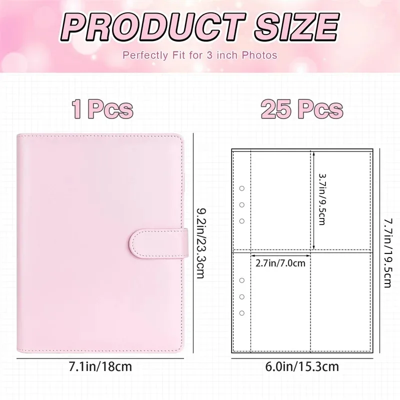 25pcs 페이지 (4 그리드) 사진 카드 A5-Binder Kpop 사진 앨범 아이돌 카드 루스 리프 수집 도서 바인더 바인더 Photocard 홀더 구성품