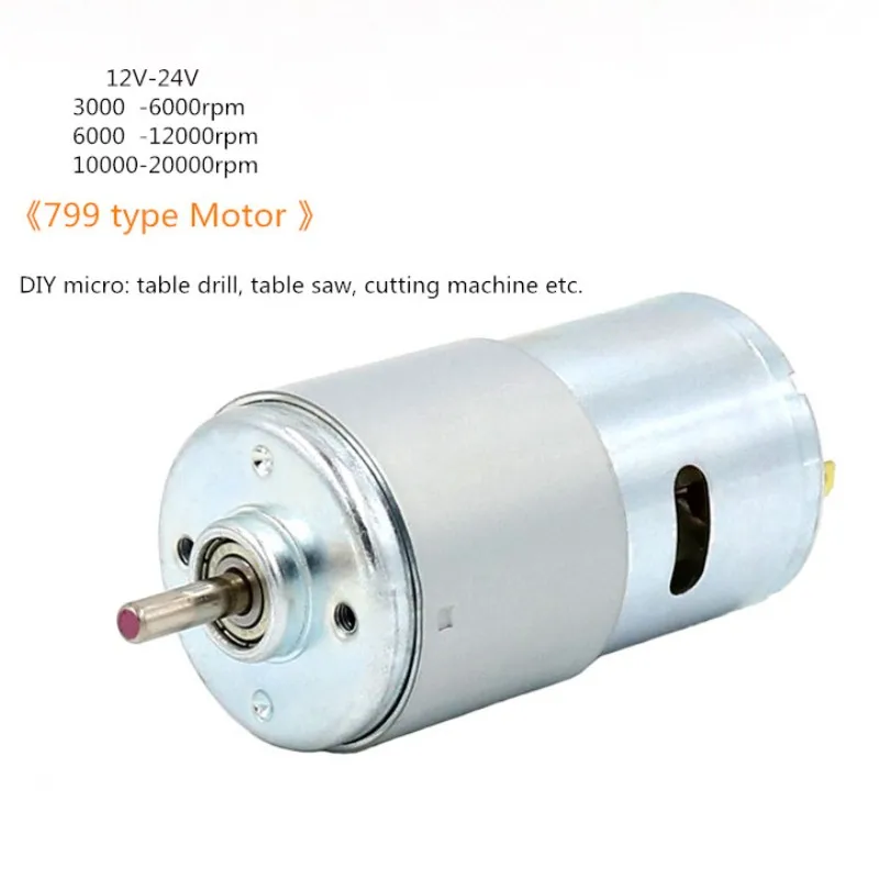 

Strength 799 DC Motor 12V 24V CW CCW Torque Power Ball Bearing 775 Upgrade Motor DIY Generator Drill Table Saw Tool Motor