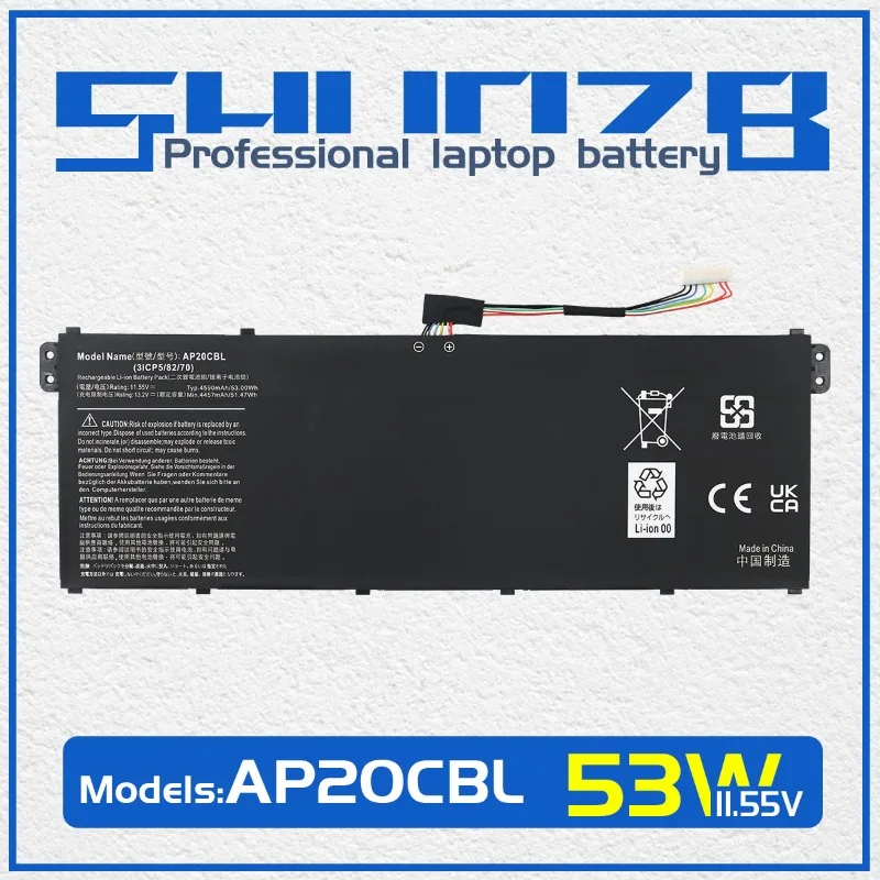 

SHUOZB AP20CBL Laptop Battery For Acer Aspire 5 A515-46-R14K TravelMate Spin B3 TMB311RNA-32 Swift 3 SF314-43 SF314-43-R8H2