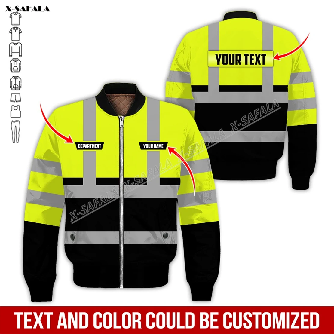 Operator Excavator Heavy Equipment 3D Printed Bomber Thick Jacket Adult Men Flight Pilot Zipper Coat Warm Uniform Workwear