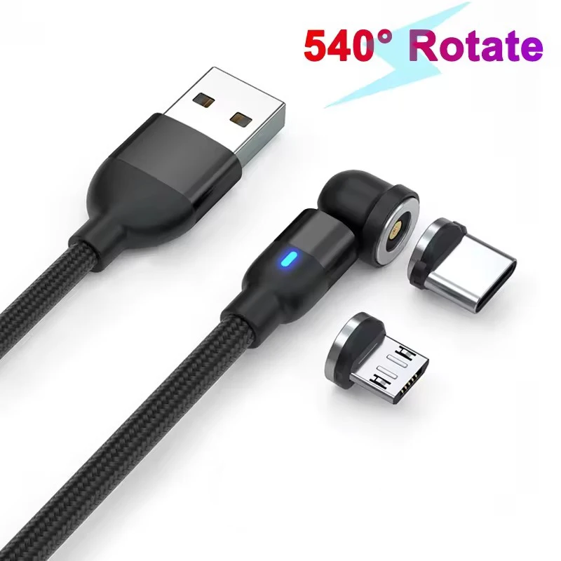 

Twitch Magnetic 2 in 1 Cable for Huawei for Micro Type C Fast Charger Cable 2.4A Phone Charging Wire USB 540 Rotate Cord