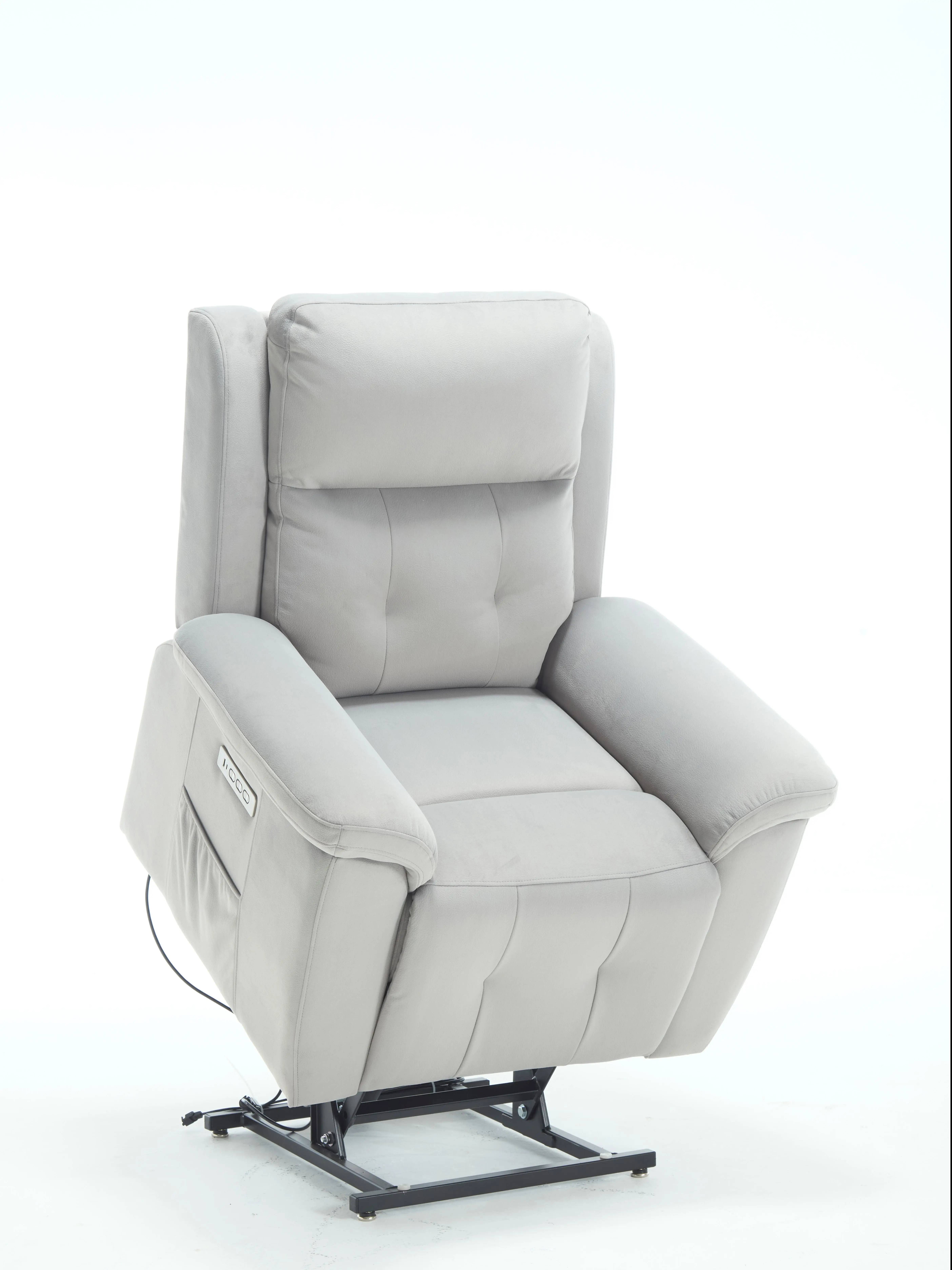 أريكة كرسي رفع الطاقة بمحرك واحد مع مسند رأس كهربائي باللون الأزرق الشنيل لاستخدام غرفة المعيشة لكبار السن #6