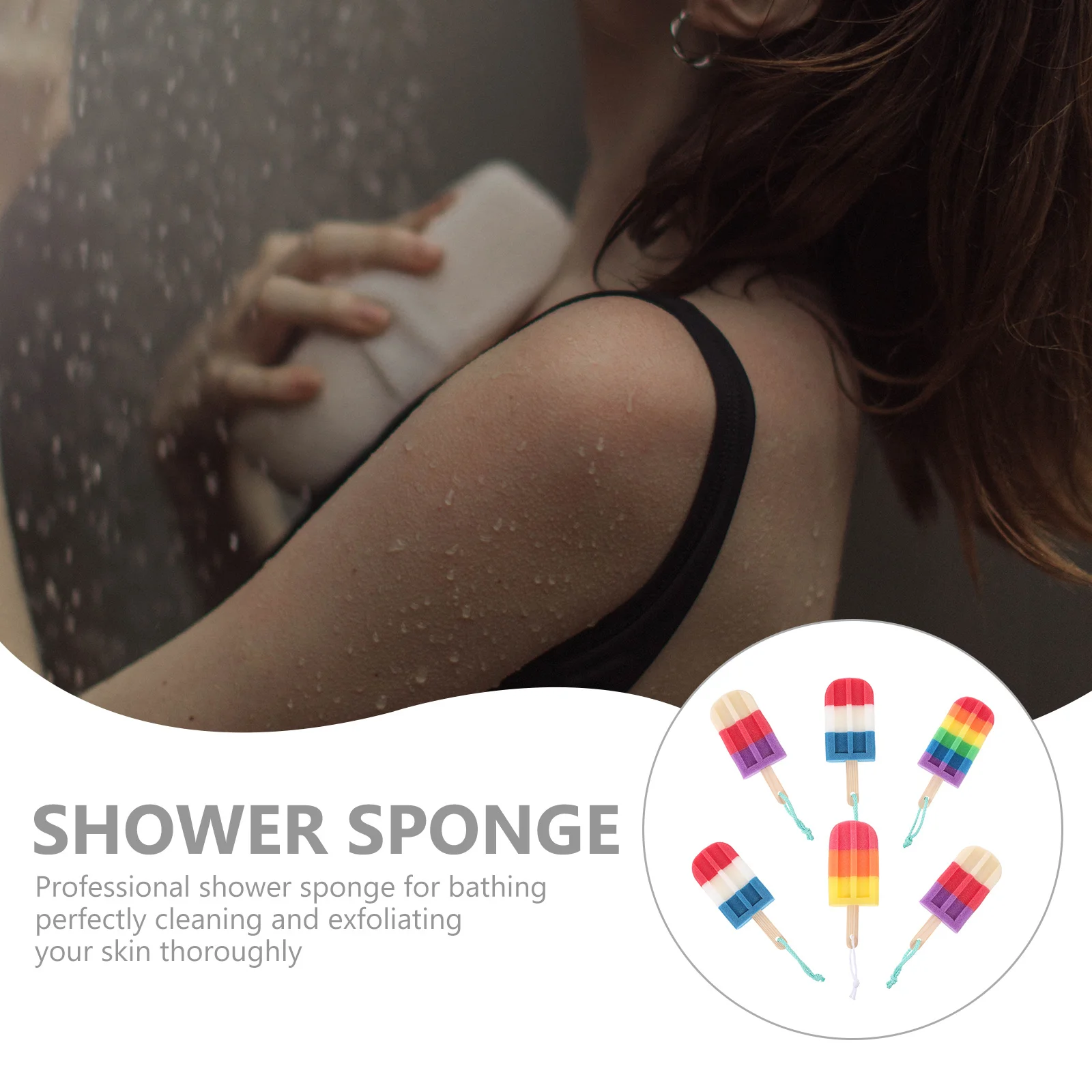 

6Pcs Bath Sponge Scrubber Exfoliating Shower Pouf for Body Skin Cleaning Lightweight Portable Design Smooth Cleansing Experience