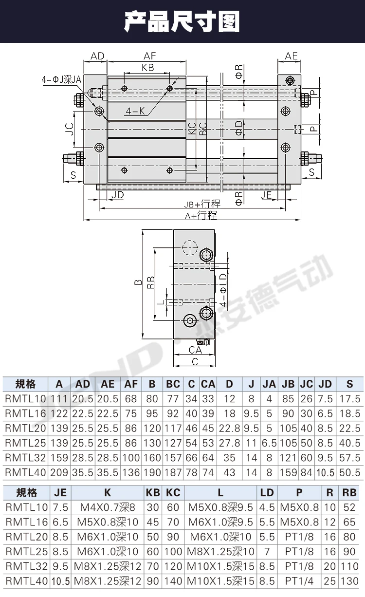 Magnetischer kolbenstangenloser Zylinder für Paarverbindungen RMTL10/15/20/25/32/40-100/150/200/250/300/500S – Detail 8