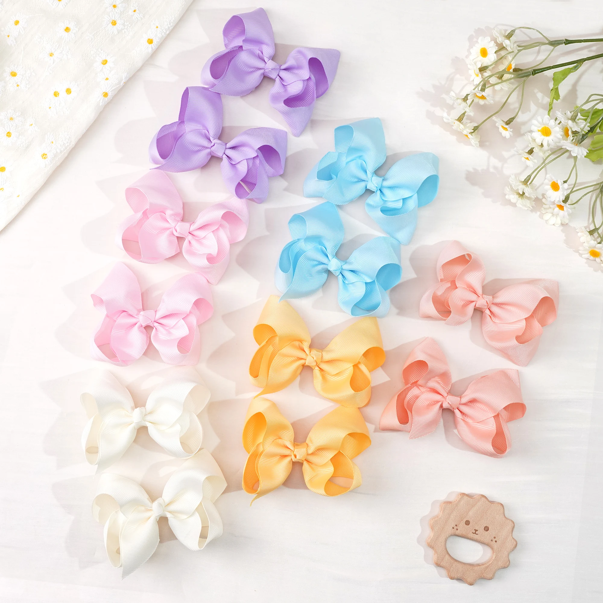 20 pezzi 4.5 '' carino solido nastro del grosgrain bowknot fermagli per capelli per ragazze forcine fatte a mano barrettes copricapi accessori per capelli per bambini