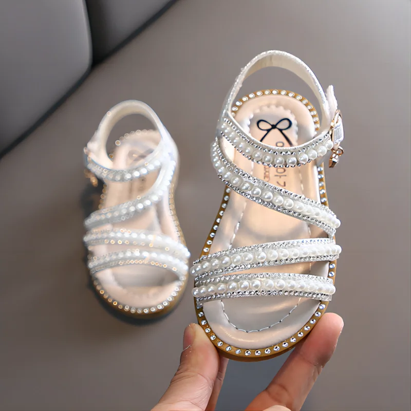 Girl Sandals Summer Fashion Kids Baby Girls Bling Rhinestone Princess Single Sandals For Little Big Girl's Shoes