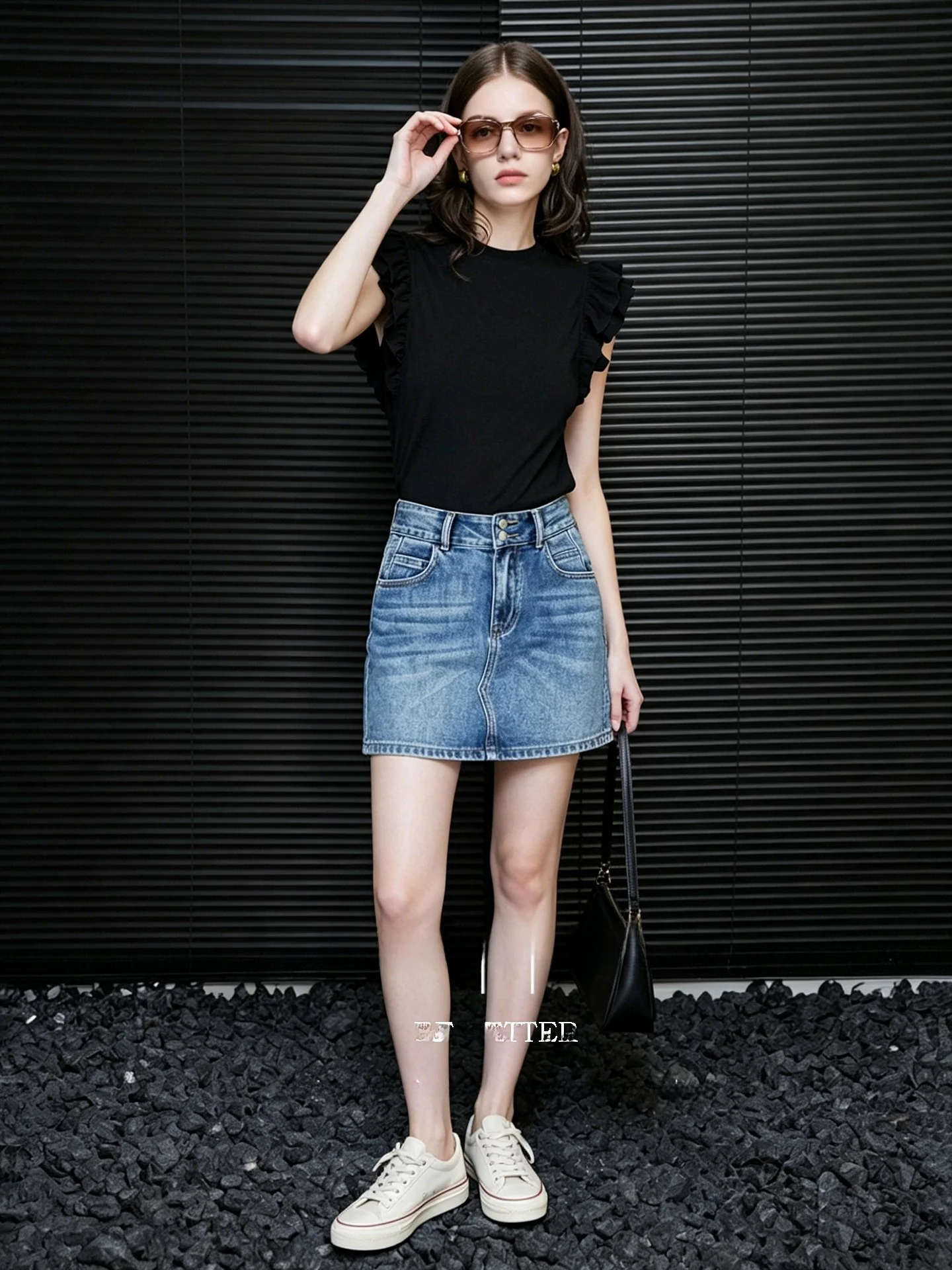 Huaappuw Stylish Slimming Sleeveless T-Shirt Summer New Loose Feel Top Fashionable Versatile French Style round Neck Short Sl...