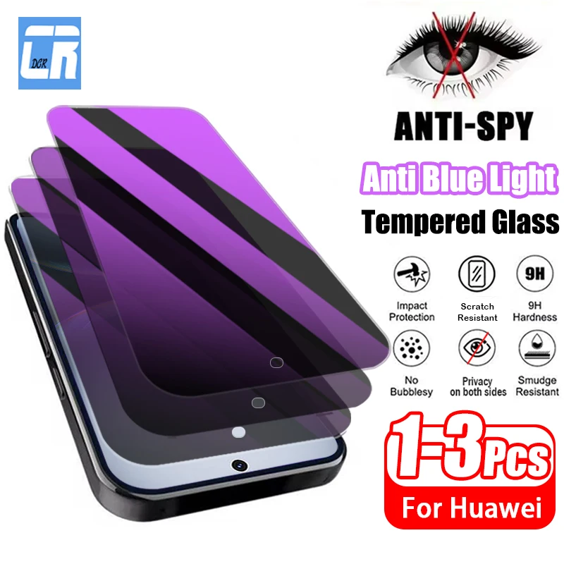 

1-3Piece Blue-Ray Privacy Screen Protector for Huawei Nova 15 14 13 12 11 10 9 SE 13i 12i 12s 11i Tempered Glass Protective Film