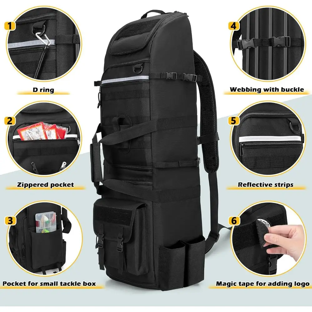 Fishing Backpack with 8-Rod Capacity, Tackle Bag, Gear Storage, and Tactical Molle System image 10