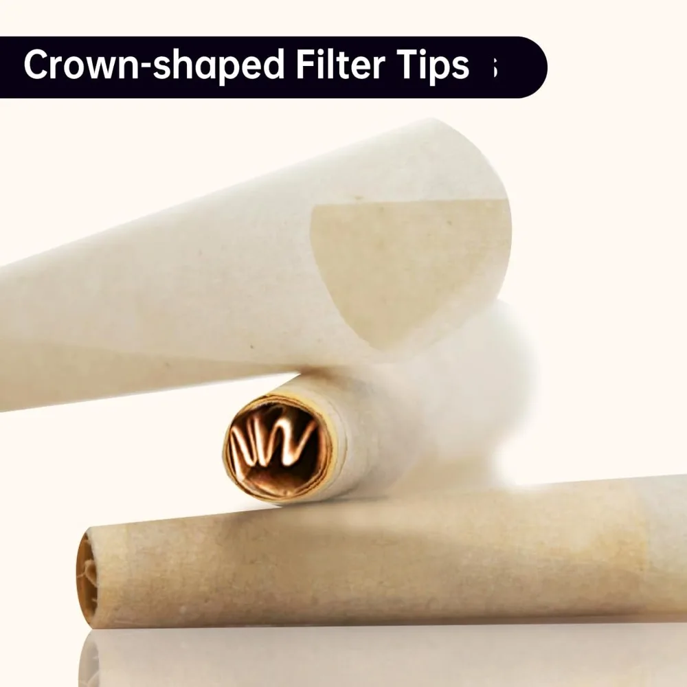 Pre Rolled Cones 1 1/4 Size 1000 Pack | Natural Brown | Bulk Pre-Rolled Cones with "Crown" Filter Tip
