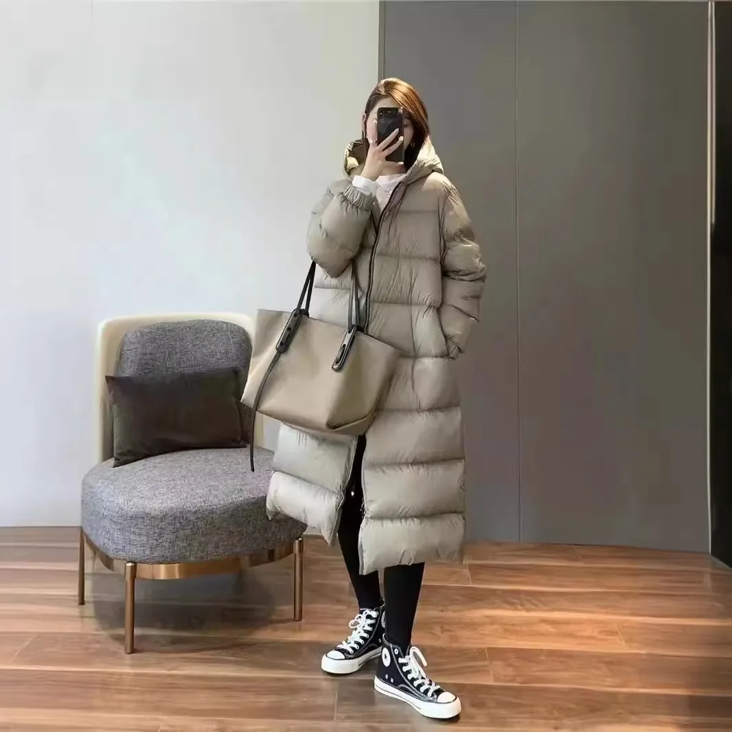 Winter New Woman Jackets Long Down Jacket Hooded Thickened Warm White Duck Down Loose Casual Women\'s Winter Puffer Jacket