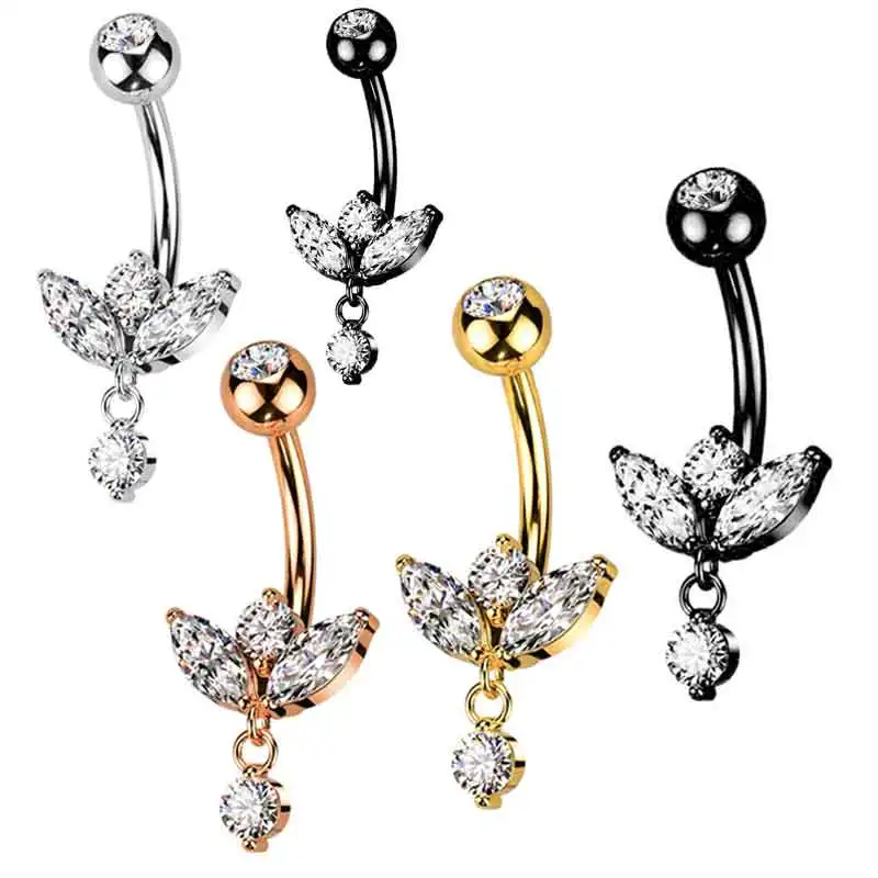 Best Sales Surgical Steel Moon Butterfly Star Heart Navel Belly Button Ring For Women Piercing Body Jewelry 14G Mix 4 Colors