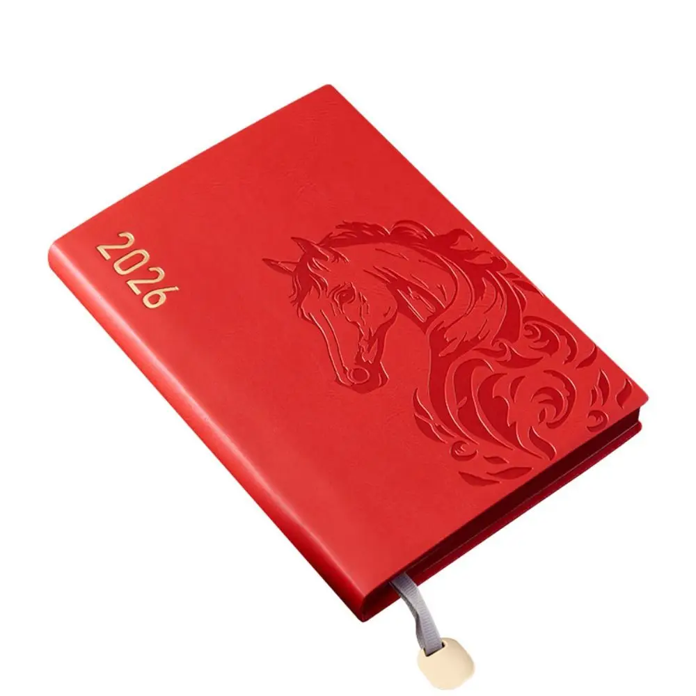 PU Leather Year of Horse Notebook Thickened Stationary Office Journal Diary Notepad Portable Wear-resistant Class lined NoteBook