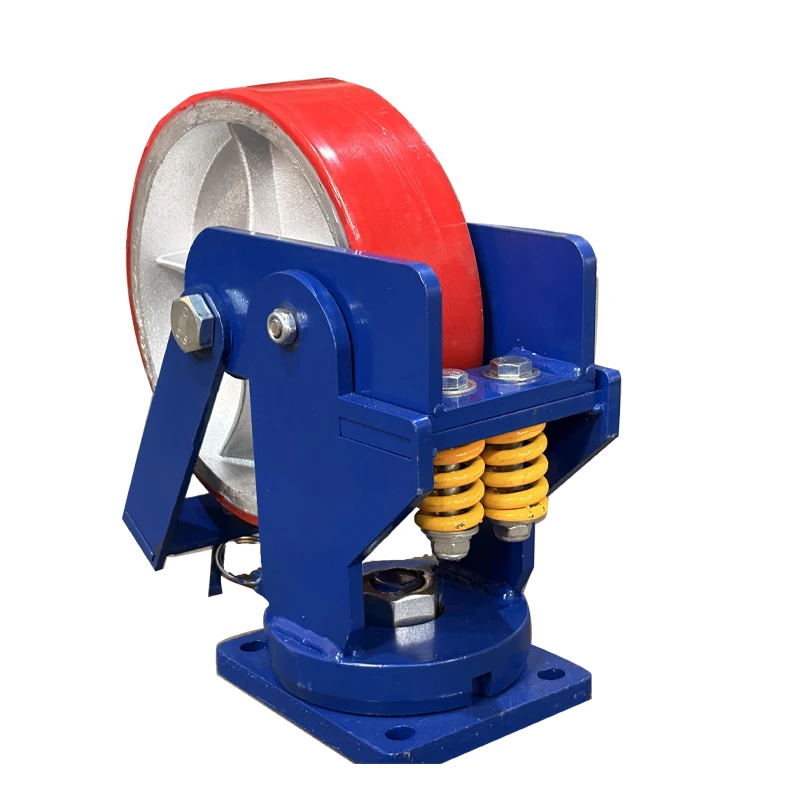 

Heavy Duty Shock Absorbing Caster 2 Ton 10Inch/1.5Ton 8inch Double Springs Swivel and Brake Iron Core Polyurethane Wheel Castors