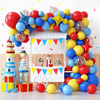 Vibrant Carnival Balloon Garland Arch Kit - Red, Blue, Yellow & Rainbow Confetti/Star Foil Balloons for Birthday, Circus Theme