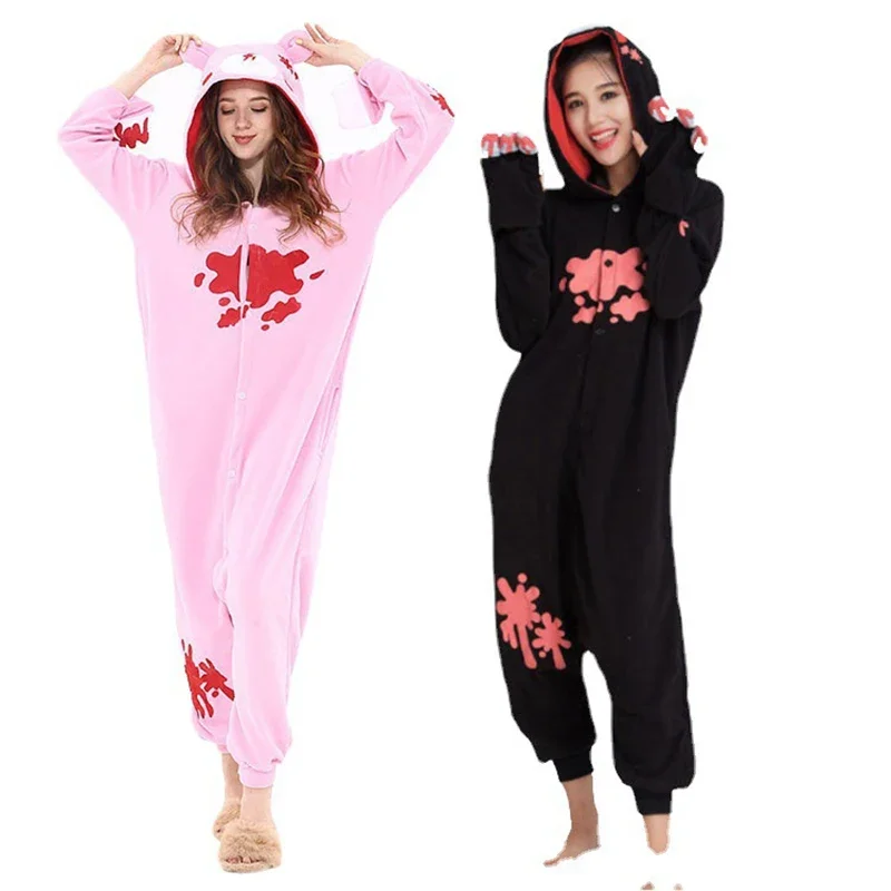 Gloomy Bear Unisex Adult Kigurumi Pajamas Anime Cosplay Costume Onesie Sleepwear Cartoon black bear with pink bear