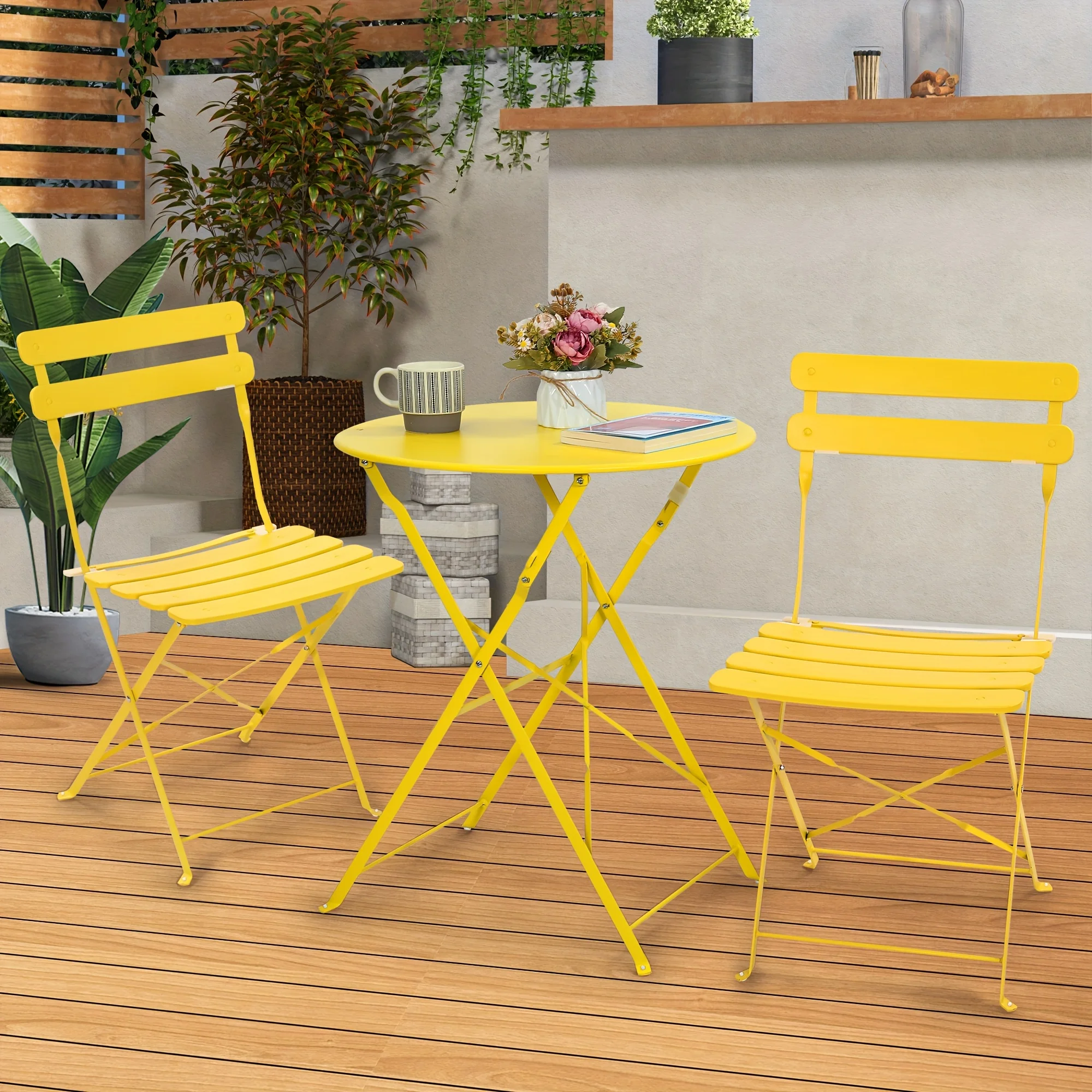 Outdoor Furniture For Cafe - Set bistrot pieghevole in metallo stile