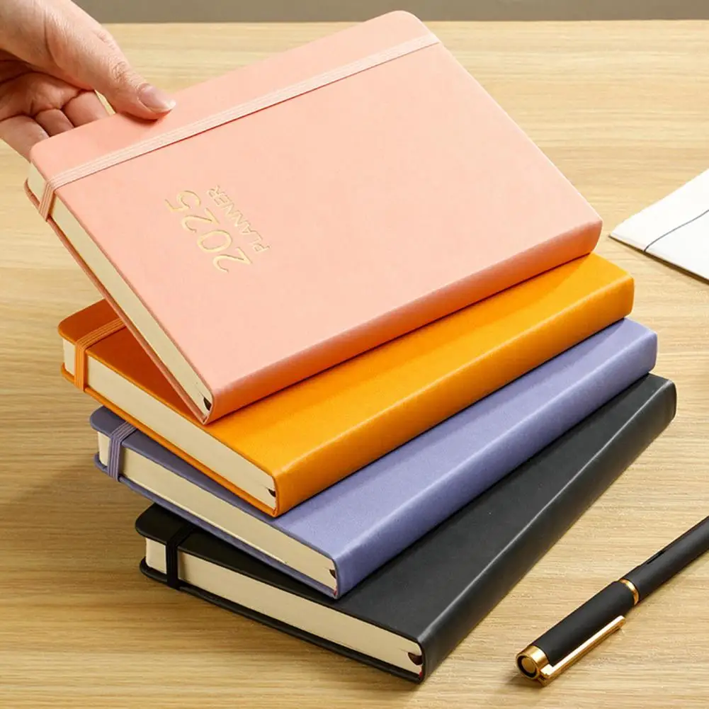 กระดาษหนาโน้ตบุ๊ค Anti-bleed Planner 2025 Planner พร้อมปฏิทินรายเดือนรายสัปดาห์ Anti-bleed Design Faux สําหรับการวางแผน
