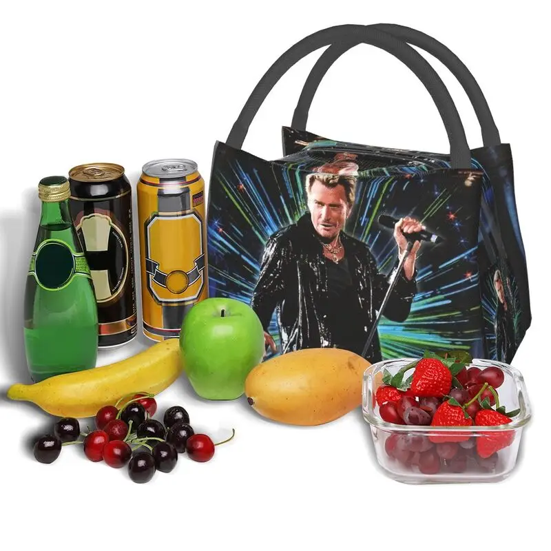 Johnny Hallyday Rock Insulated Lunch Bags per Picnic all'aperto Singer French France Resuable Thermal Cooler Lunch Box Women