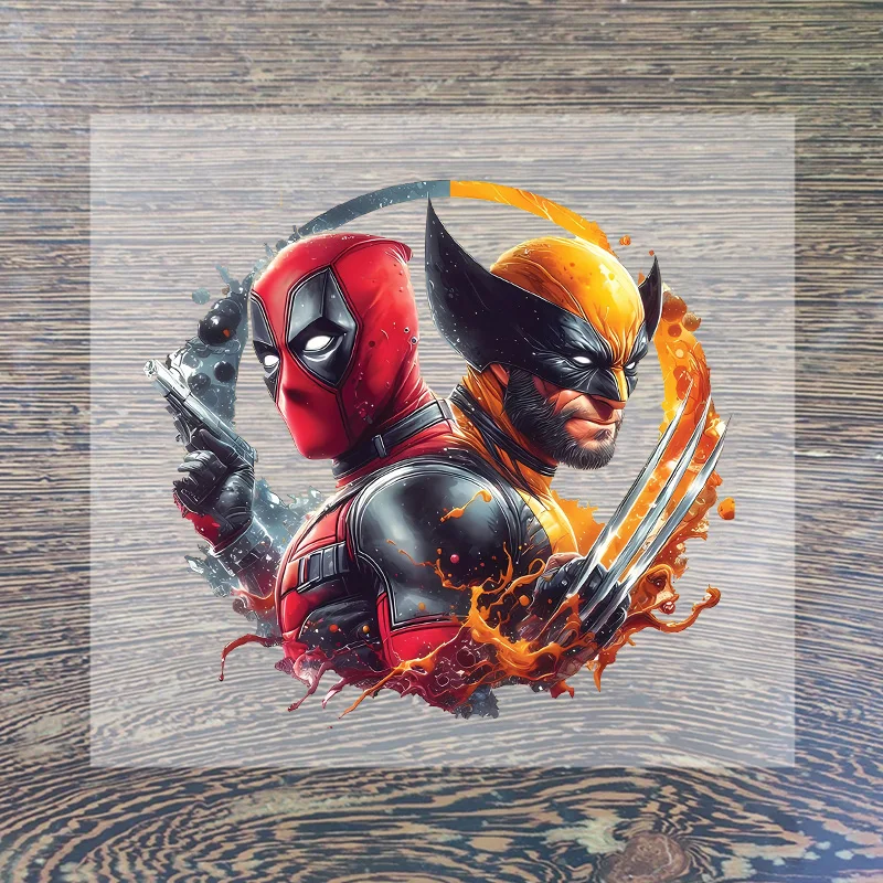 Deadpool & Wolverine Heat Transfer Stickers Marvels Anime Action Figures Iron on Patches Clothes Cap School Bags DIY Appliques