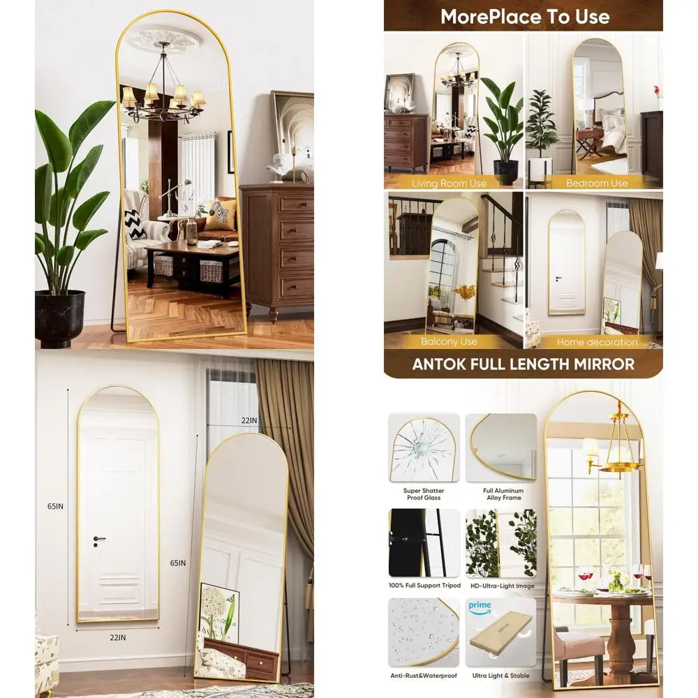 

Freestanding Full Body Mirror 65x22, Bedroom Floor Standing Mirror with Hanging Mount Option