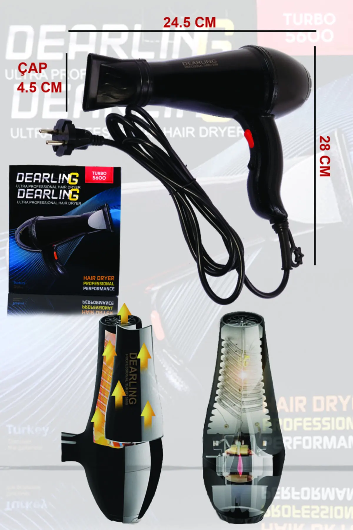 Phụ Nữ Turbo 5600 Kuaförlerin Lựa Chọn Máy Sấy Tóc 2500W Thổi Máy Tóc