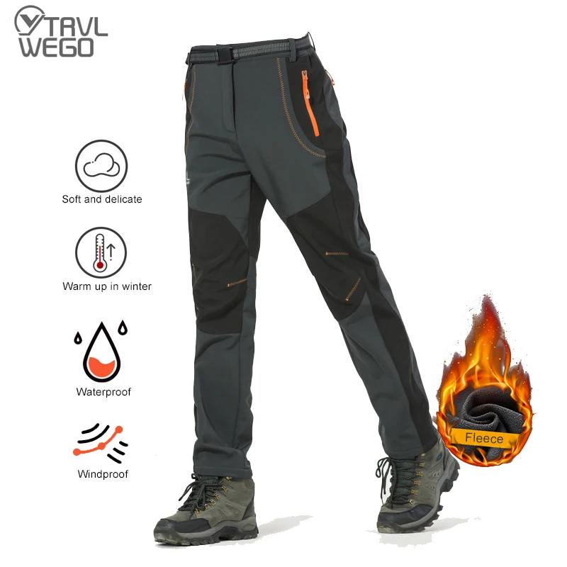 

TRVLWEGO Winter Men Hiking Pants Camping Trekking Trousers Sports Warm Waterproof Outdoor Holiday Mountian Climbing Clothing