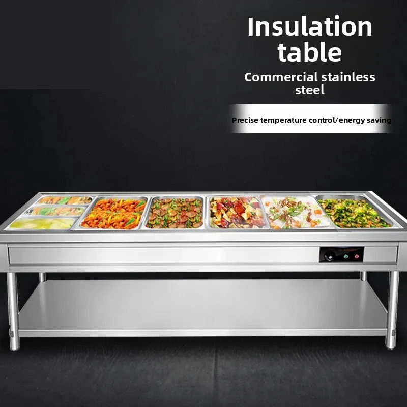 Commercial insulation sales dining table, electric dining car table, six-grid stainless steel fast food insulation table