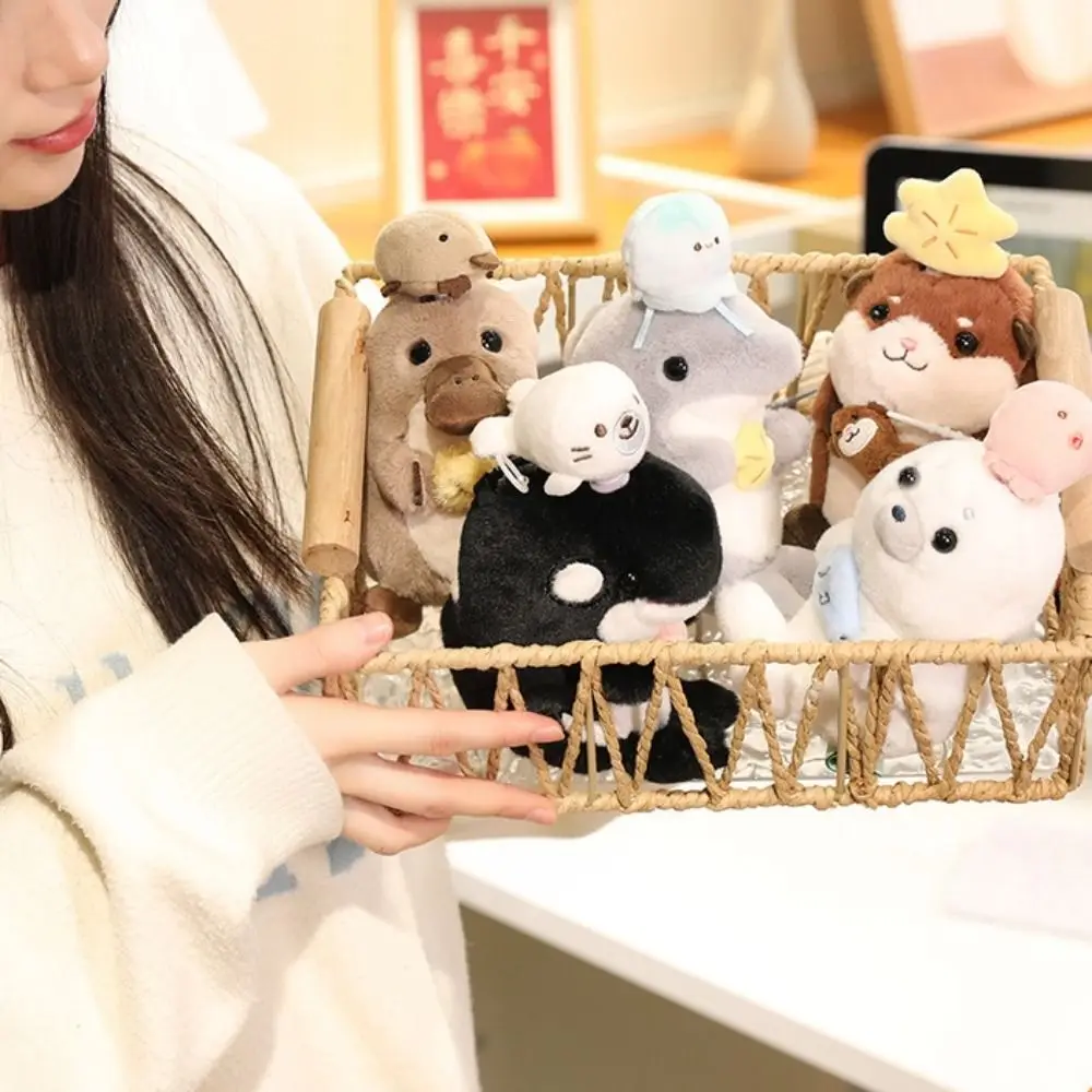 

Boys Girls Sea Animal Otter Seal Marine Organism Stuffed Animal Shark Platypus Rotatable Cartoon Stuffed Otter Birthday Gift