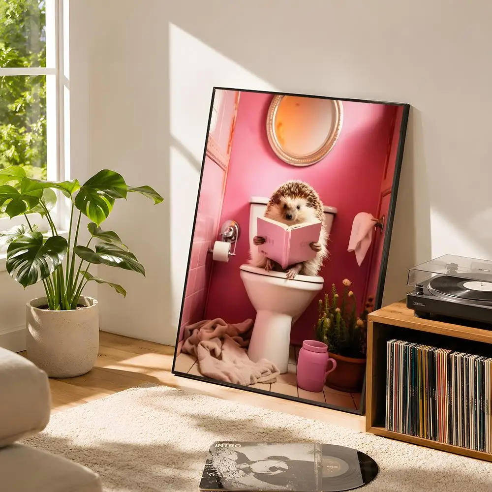Animal Poster Featuring Chimpanzee Elephant Panda Self Adhesive Matte Wall Art Removable Home Room Decoration