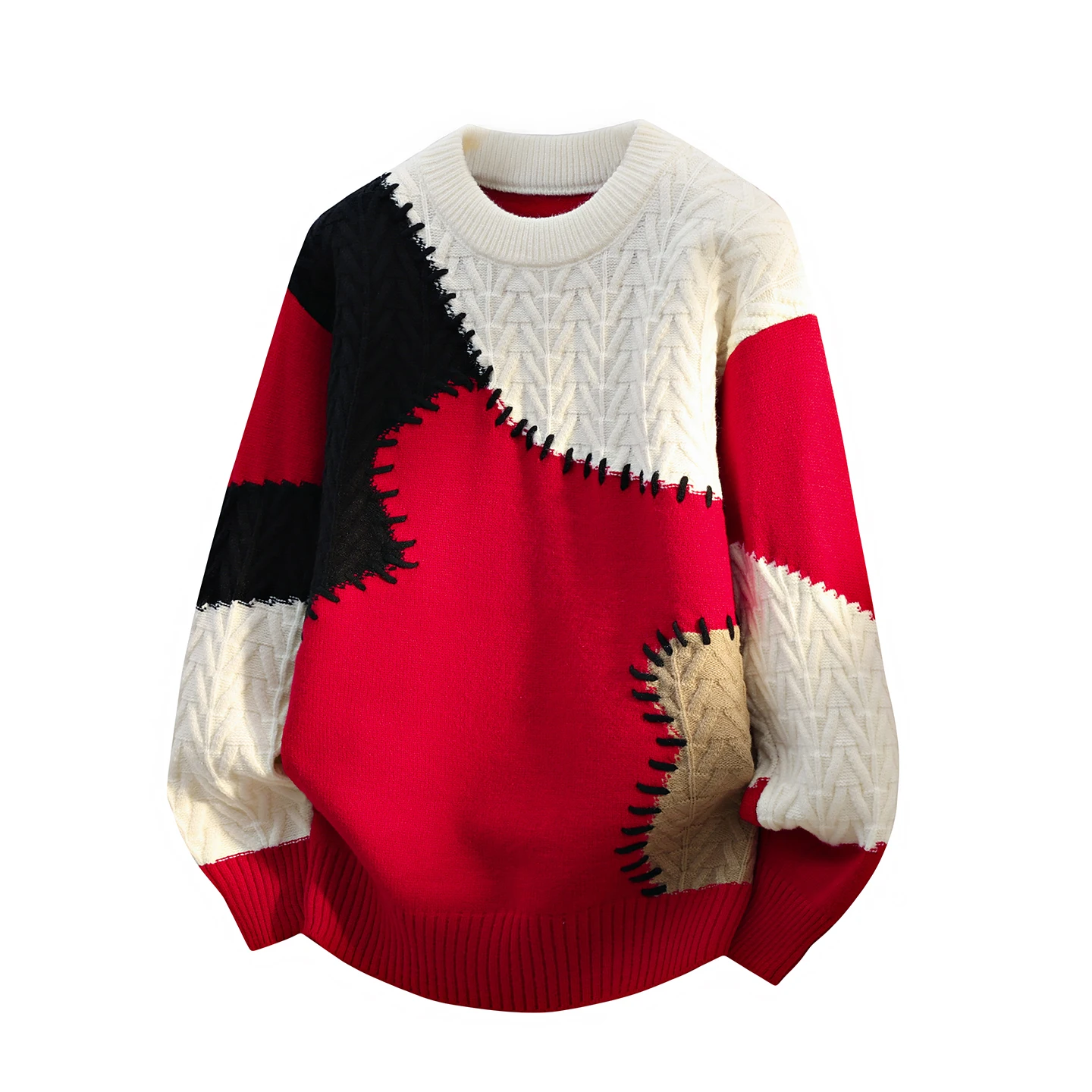 

Мужской модный свободный вязаный свитер на осень-зиму с круглым вырезом, утолщенный, с бахромой, из высококачественной шерсти