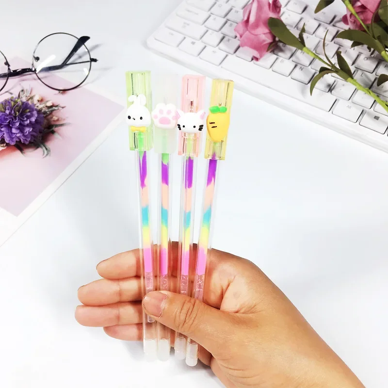 

40PCS Creative Cartoon Special Pen Rabbit Radish Cat Claw Highlight Powder Color Gel Pens Kawaii School Supplies Stationery