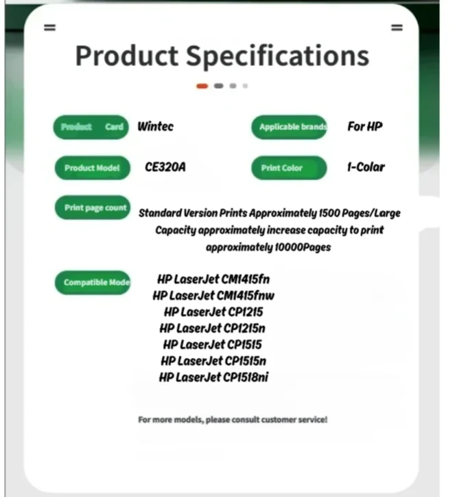 WinTec 125A CE320a CF210a Toner Cartridge Compatible For HP LaserJet CM1415fn CM1415fnw CP1215 CP1215n CP1515 CP1515n CP1518ni