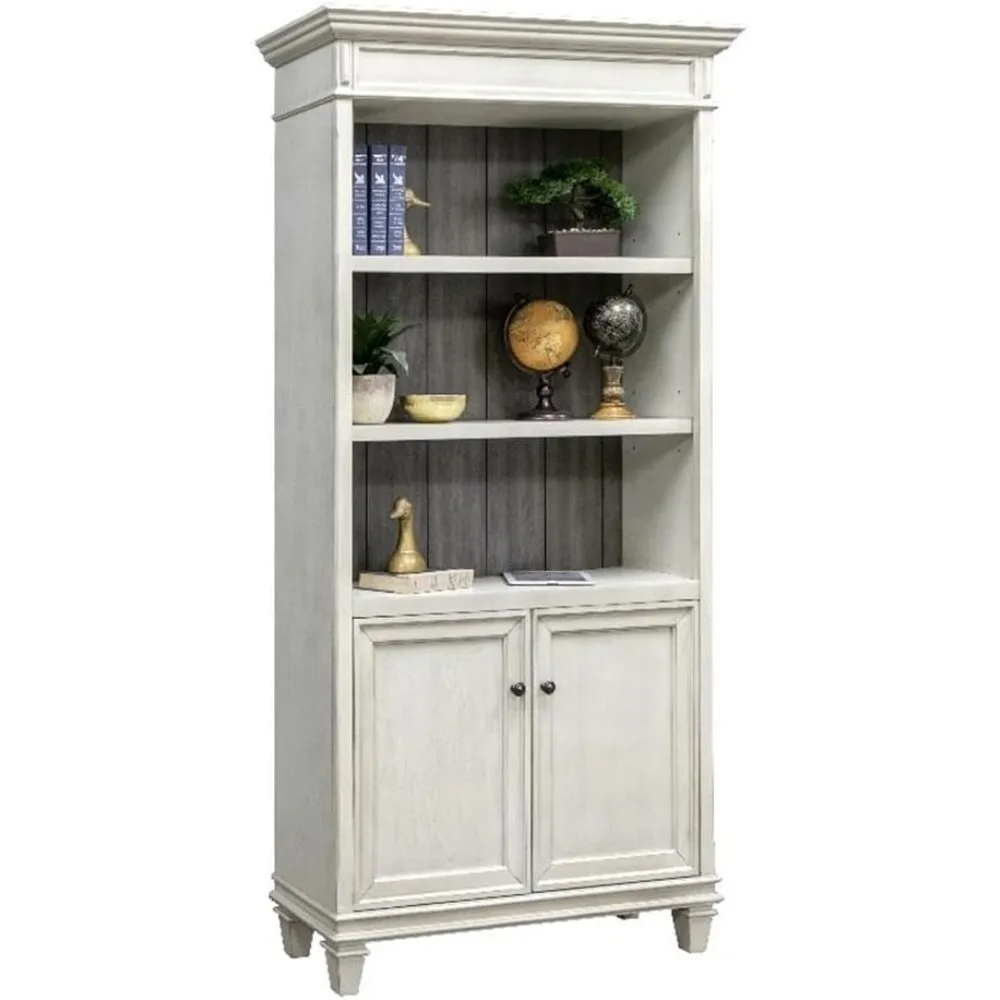 Furniture Bookcase with Lower Doors, White