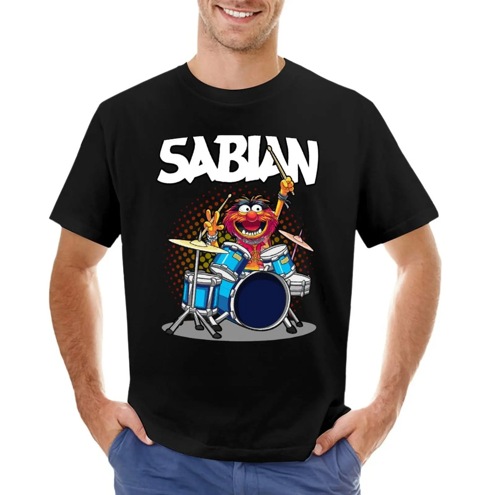 

ANIMAL DRUMMER SABIAN CYMBALS T-Shirt kawaii clothes anime t shirts summer tops blue archive men t shirts high quality