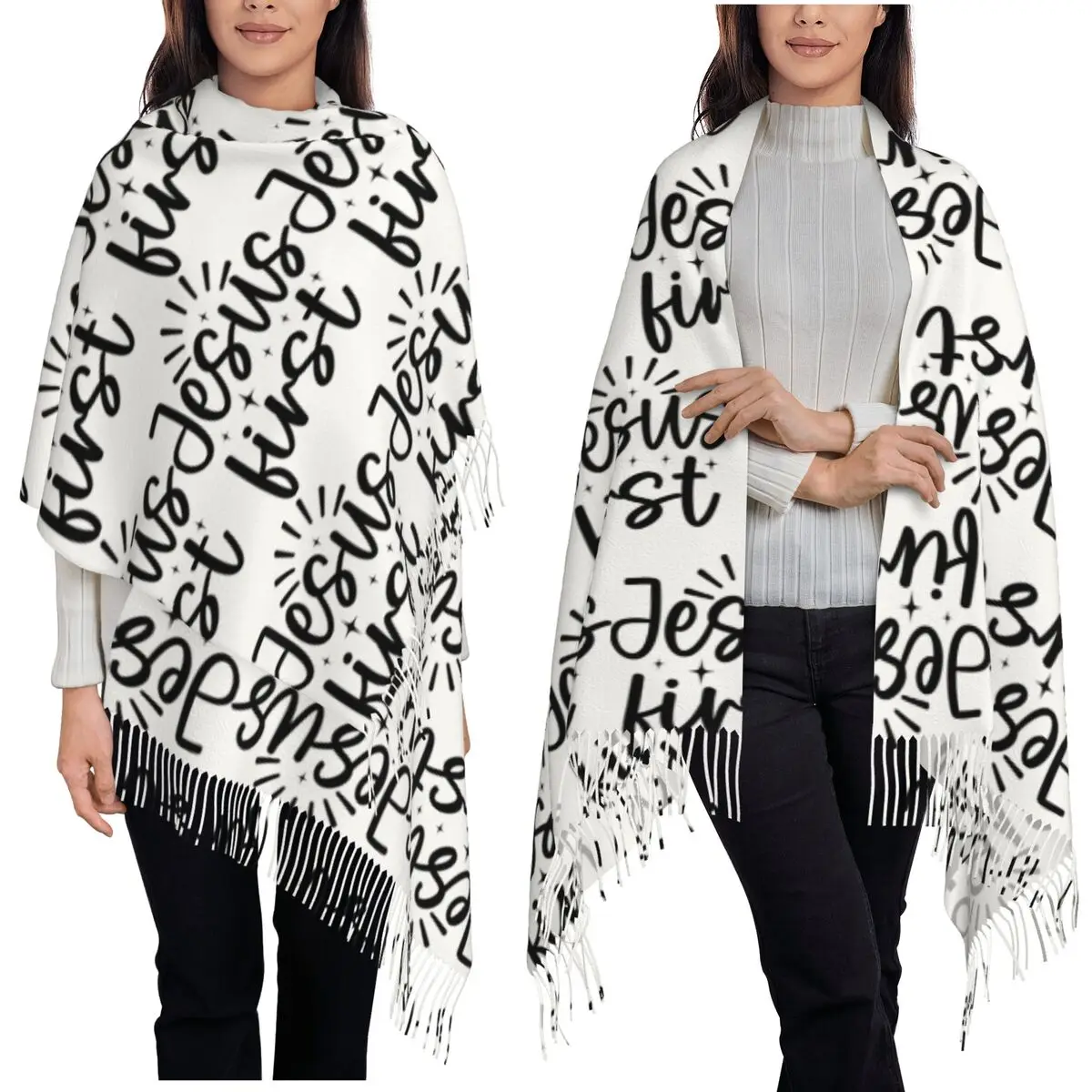 

Первый шарф с кисточками Иисуса, женские мягкие теплые шали и накидки, большая осенне-зимняя шаль