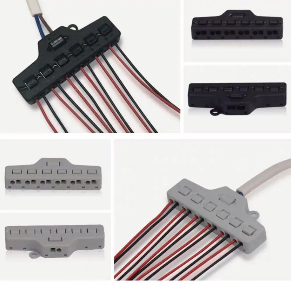 6 Ports Wire Connector Splitter Constant Voltage 1 in 6 Out Electrical Terminal Block Push-in Type Parallel Type