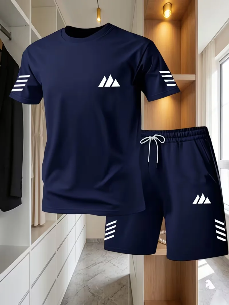 New Street Trendy Men's Summer Breathable Sportswear Short Sleeve Shorts Lightweight Quick Drying Comfortable Fashionable Sports