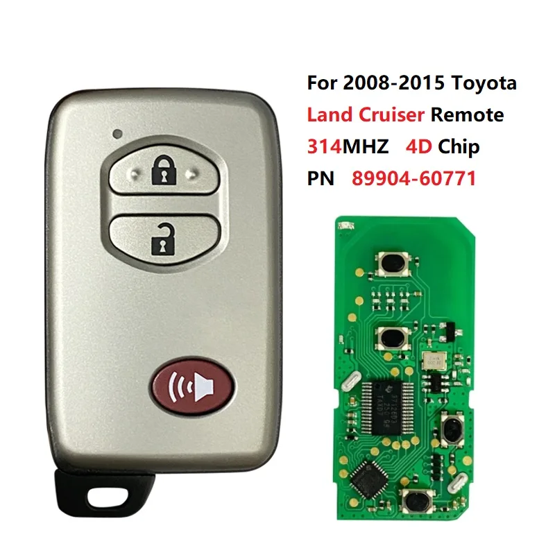 CN007194 For Toyota Land Cruiser 2008-2015 Proximity Remote Smart Key 3 Button 4D Chip FCC HYQ14AEM 3370 Board PN 89904-60771